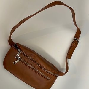 Amici Brown Faux Leather Fanny Pack
